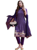 Anni Designer Women'S Cotton Blend Straight Printed Kurta With Pant & Dupatta (Zaklina Purple_M_Purple_Medium),Purple,M