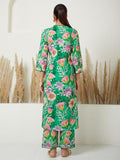 Anni Designer Women'S Cotton Blend Straight Printed Kurta With Palazzo (Kanya Green_Xxl_Green_Xx-Large),Green,2XL,Cotton Blend,Straight,