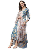 Gosriki Women'S Cotton Blend Straight Printed Kurta With Pant & Dupatta (Kuntu Blue-Gs_4Xl_Blue_Xxxx-Large),Blue,4,B0C3XTQ495