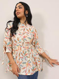 Libas Women'S Silk Blend Printed Anarkali Kurti (29630_Off White_M)