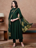 Anni Designer Women'S Rayon Blend Solid Anarkali Kurta With Pant & Dupatta (Magic-Green-Nb_Xl_Green_X-Large),Green,XL,Rayon Blend,Anarkali,Kurta, Scarf