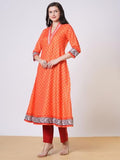 Gosriki Women'S Rayon Viscose Anarkali Printed Kurta With Pant (Karidos Orange-Vks02-Gs_3Xl_Orange_Xxx-Large),Orange,3,B0DTK7NQ39