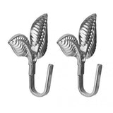ECOMISTIQ 4pcs Leaf Curtain Tassels Tie Backs Holdback Holder Hanger Antique Silver | Window Treatment Hardware Treatments &