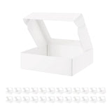 BAKIPACK 25 White Bakery Boxes with Window, 9x7x2.5 Inches Cake Boxes with Window, Treat Boxes for Small Bakery, Dessert, Candy,
