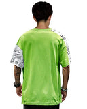 Eyebogler Men'S Trendy Round Neck Half Sleeves Loose Fit Typography Printed T-Shirt,Lime Green WhiteApparel,S