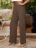 Toplot Womens High-Waisted Trousers | Tailored Wide-Leg Pants | Casual & Formal Wear | Chic And Elegant Look (Women-Trouser-5230-Dark Beige-36),Dark Beige,36,B0DWMN7PGR