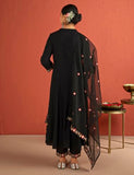 Kaari Rayon Staple 3 PCS Women Kurta Set (KAAAW24WSKD-82025_Kohl Black_XL)