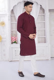 Divisive Men'S Thread Embroidered Cotton Only Slim Fit Kurta (Dkrt631_L_Burgundy)