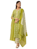 Libas Women'S Cotton Blend Kurta Sets (400627_Green_Xl)