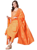 Gosriki Women'S Rayon Blend Embroidered Straight Kurta With Pant & Dupatta (Puneeta Orange-Vks01-Gs_L_Orange_Large),Orange,,B0DRNNJ64Q
