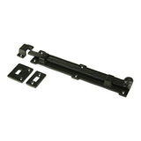 A29 Set of 2 Iron Surface Door Slide Bolt 12 X 2 inches with 3 Gate Latch Black Powder Coat Finish