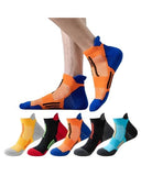 Rozzyblue Athletic Performance Socks, Orange Blue Yellow Black Red, Polyester Spandex Nylon, Free Size, Cushioned Mesh, 5 Pair P