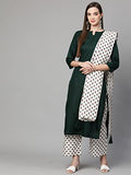 Gosriki Women'S Cotton Straight Kurta With Palazzo & Dupatta (Kpzd-Cot-10076-Green_M-Go_Green_Medium),Green,,B09NVPX9YF