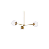 Living District Briggs 3-Light Mid-Century Metal Pendant In Brass And Clear