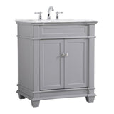 Elegant Decor Wesley 30 Steel And Solid Wood Single Bathroom Vanity Set In Gray