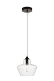 Elegant Lighting Living District Placido Collection Pendant D9.8 H9.3 Lt:1 Black And Clear Finish