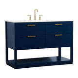 Elegant Decor Larkin 48 Solid Wood Mdf Single Bathroom Vanity In Blue