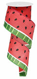 Watermelon Summer Picnic Wired Ribbon, Pink Green Black White, 2.5 Inches X 10 Yards
