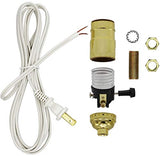 Make a Lamp or Repair Kit All Essential Hardware, 3 Way Socket, and Matching Electric Cord (Gold)