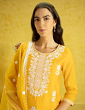 Kaari Roman Silk Womens Kurta Set (Kaaaw24Wskd-78974_Turmeric Gold,Turmeric Gold,Turmeric Gold,2Xl