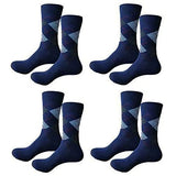 Pinkit MenS Classic Diamond Cut Organic Cotton Socks (Pack Of 4 Pairs, Navy Color)