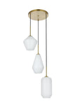 Elegant Lighting Living District Indoor Modern Home Decorative Bright Ceiling Gene 3 Light Chrome And Frosted White Glass Pendan