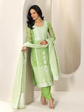 Libas Womens Woven Design Silk Blend Straight Kurta With Palazzos And Dupatta Green M