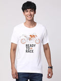 Adro Men'S Biker Design Printed 100% Cotton T-Shirt - Regular Fit, Printed T-Shirts For Men (Rn24-Ktm-Wh_White_S)