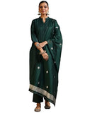 Libas Women's Silk Blend Kurta Set (39043_Green
