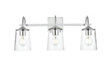 Living District Avani 3-Light Iron & Glass Bath Sconce In Chrome & Clear