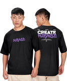 Kyda Men'S Oversized 100% Cotton Round Neck Front And Back Printed Tshirt (Pack Of 1) Black,BlackApparel,M