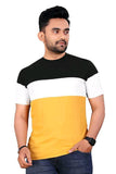 Lookmark Men'S Stylish Cotton Blend Printed Striped Polo Tshirt (Mt06-Xl) Yellow-Black