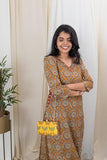 Gosriki Women'S Rayon Blend Straight Printed Kurta With Palazzo (Jones Mustard-Gs_L_Mustard_Large),Mustard,,B0DRNMKZ8S