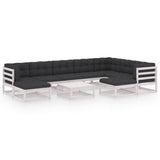 Vidaxl Patio Furniture Set 10 Piece Garden Sofa Set With Cushions Outdoor Sectional Sofa With Ottoman And Coffee Table White Solid Wood Pine -Like New