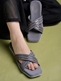 Shoetopia Embellished Cross Strap Grey Flats For Women /Eu42,Grey,9,B0DK73LTZN
