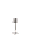 Zafferano, Poldina Pro Mini Lamp with Glossy Chrome Finish, Rechargeable Cordless Table Lamp with Touch Controls, Usable as an I