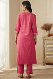 Anni Designer Women'S Rayon Blend Straight Embroidered Kurta With Pant & Dupatta (Vasudhara Pink_M_Pink_Medium),Pink,M,Rayon Blend,Regular,