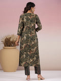 Gosriki Women'S Rayon Blend Straight Printed Kurta With Pant (Kivala Green-Nw-Gs_L_Green_Large),Green,,B0CXP8WPF2