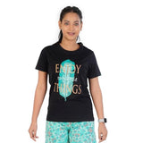 Rupa Colors Playsure Printed Cotton Blended Round Neck Women'S T-Shirt Short-Sleeve Pack Of 1,BlackApparel,M