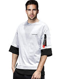 Eyebogler Loose Fit White Large Size T-Shirt For Men(L-T322-Whbl)
