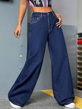 Kotty Women'S High Rise Relaxed Fit Solid Jeans(Blue,28)