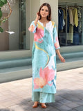 Gosriki Women'S Rayon Viscose Straight Printed Kurta With Palazzo (Mihika Sky-Vks02-Gs_M_Sky Blue_Medium),Sky Blue,,B0F8Q89YVT