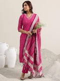 Libas Women'S Cotton Blend Kurta Set (400386_Pink Pink Xl