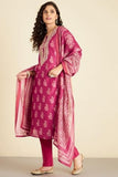 Gosriki Women'S Rayon Blend Straight Printed Kurta With Pant & Dupatta (Haritaj Pink-Gs_L_Pink_Large),Pink,,B0DKX9DGZR