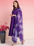 Gosriki Women'S Rayon Blend Solid Anarkali Kurta With Pant & Dupatta (Bhagvath Begani-Vks03-Gs_L_Begani_Large),BEGANI,,B0DRNMNYKH