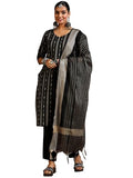 Libas Women'S Cotton Blend Kurta Set (39070B_Black