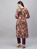 Anni Designer Women'S Cotton Blend Straight Printed Kurta With Pant (Jabala Purple-Nw_L_Purple_Large),Purple,L,Cotton Blend,Jabala Purple-NW_1410,