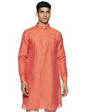 Manyavar Men's Full Sleeve Blended Kurta, Orange - Large (ML11774-318)