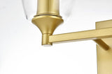 Living District Gianni 2-Light Iron & Glass Bath Sconce In Brass/Clear
