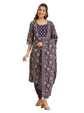 Libas Women'S Cotton Kurta Sets (400552_Purple_Xl)
